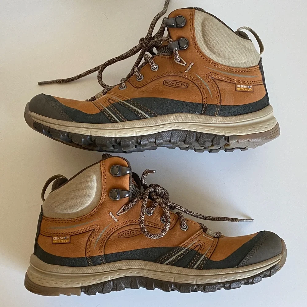 KEEN Womens Leather Hiking Boots Size 6.5US Waterproof Outdoor Boots Orange Gray - Picture 9 of 11
